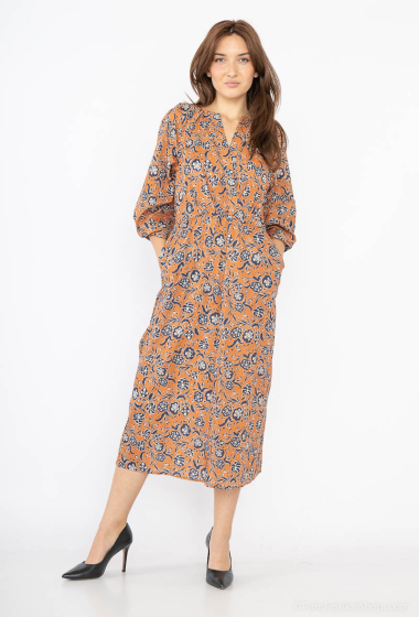Großhändler COLOR BLOCK - Bedrucktes Kleid aus Baumwolle