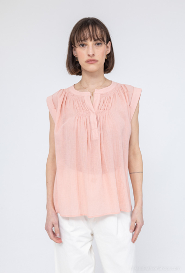 Wholesaler COLOR BLOCK - Flared blousewith short sleeves