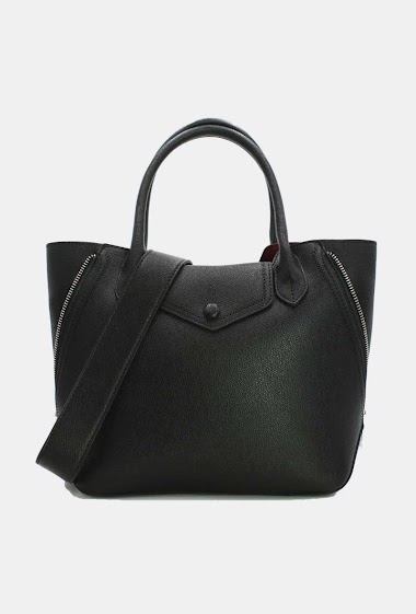 Großhändler Tom & Eva - Handbag-grained leather effect with a removable shoulder strap in black