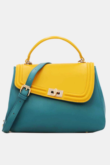 Wholesaler Tom & Eva - Women's Two-Tone Asymmetric Flap Handbag 22B-5613B