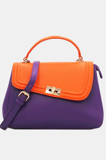 Wholesaler Tom & Eva - Women's Two-Tone Asymmetric Flap Handbag