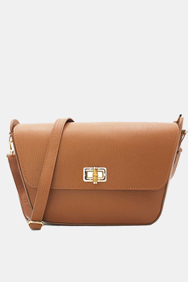 Wholesaler Tom & Eva - Crossbody Bag with Bamboo Clasp in Grained Cowhide Leather