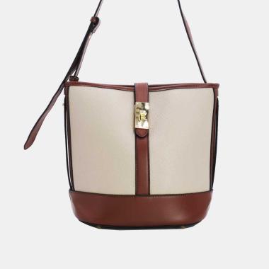 Wholesaler Tom & Eva - Vintage Leather Effect Bucket Bag With Clutch-6876