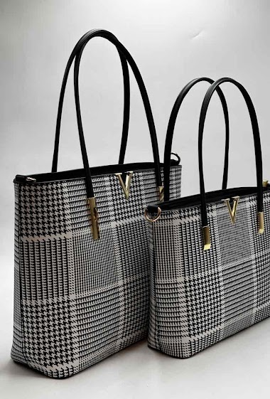 Grossiste Trendy Bag - Lot de deux sac motifs pieds de poules en V