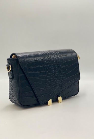 Grossiste Trendy Bag - Sac à main en cuir effet "crodocile" avec bondoulière , finition couleur or