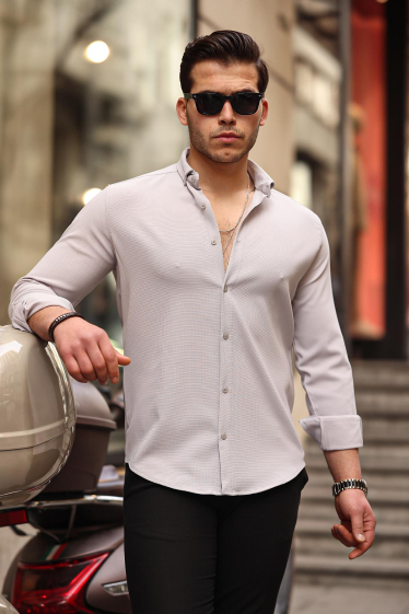Wholesaler TRICKO - Men's long-sleeved embossed shirt