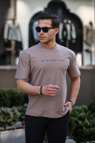 Wholesaler TRICKO - Men's short-sleeved round-neck T-shirt with Minimalism print