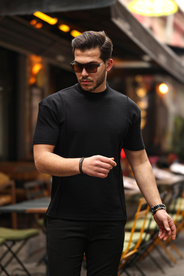 Grossiste TRICKO - T-shirt homme manche courte col rond oversize maille texturée