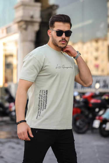 Grossiste TRICKO - T-shirt homme MC à col rond imprimé Los angeles