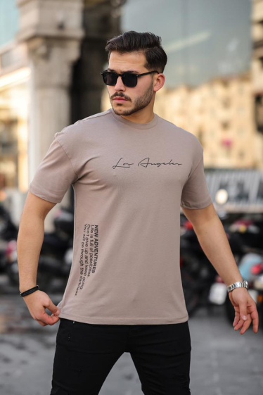 Grossiste TRICKO - T-shirt homme MC à col rond imprimé Los angeles