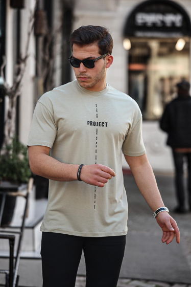 Grossiste TRICKO - T-shirt homme MC à col rond imprimé Projet sur les deux faces