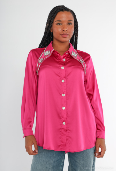 Wholesaler Unigirl - Rhinestone Collar Shirt