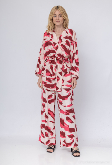 Wholesaler Unigirl - Printed kimono pants set