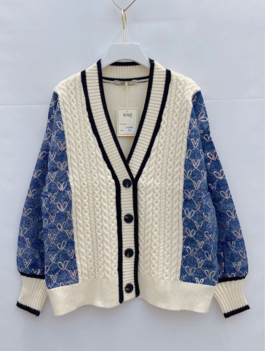 Wholesaler Unigirl - bi-material sweater with sequinned denim sleeves