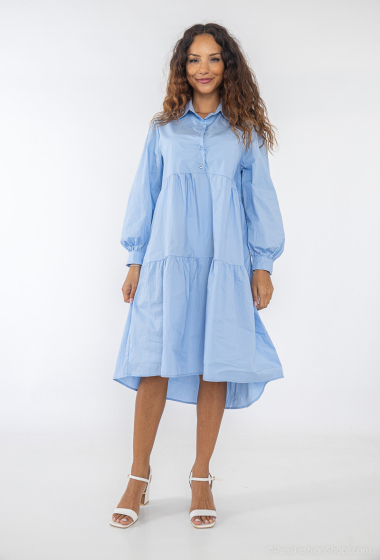 Wholesaler Unigirl - Ruffled cotton shirt dress