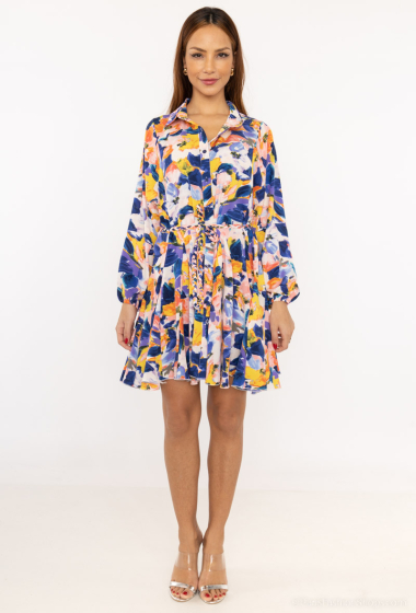 Wholesaler Unigirl - Flared dress with flower print