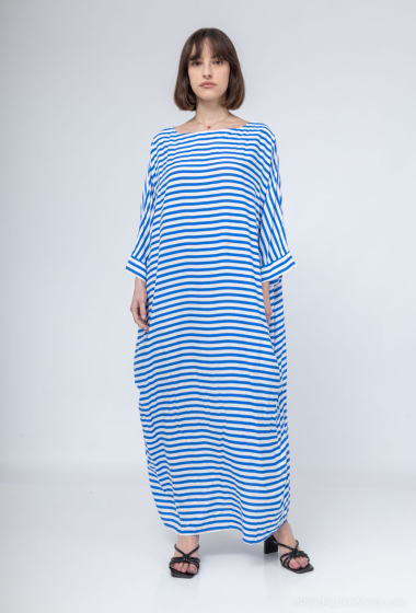 Wholesaler Unigirl - Long striped dress with pleated hem