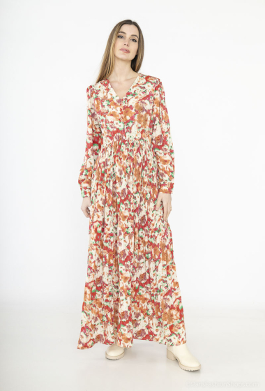 Wholesaler Unigirl - Printed pleated long dress