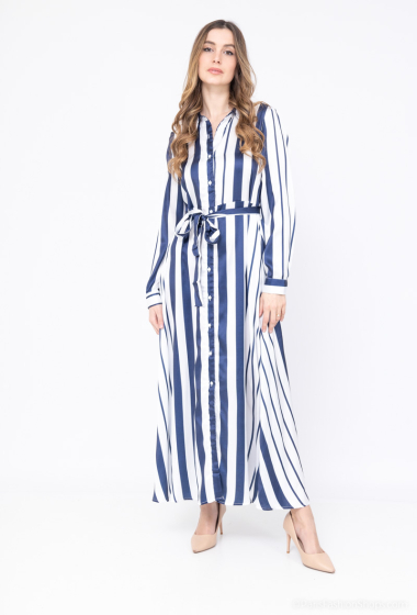 Wholesaler Unigirl - Long striped dress with belt