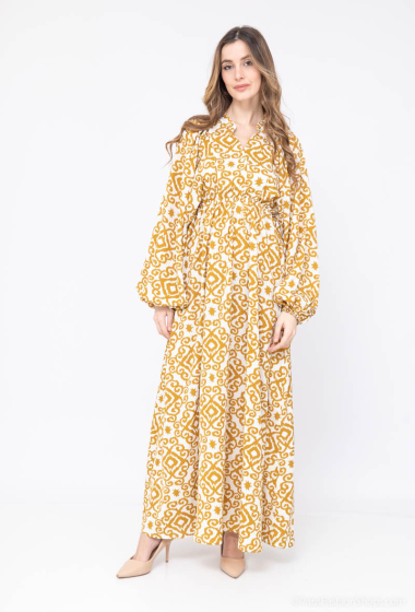 Wholesaler Unigirl - Patterned dress with puff sleeves