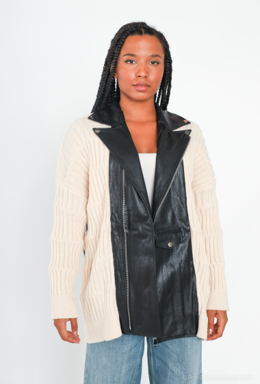 Wholesaler Unigirl - Bi-material knit jacket