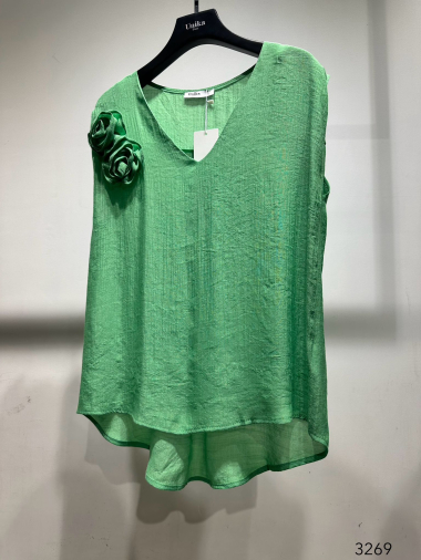 Großhändler Unika Paris - Bluse mit Bardot-Kragen und Blume