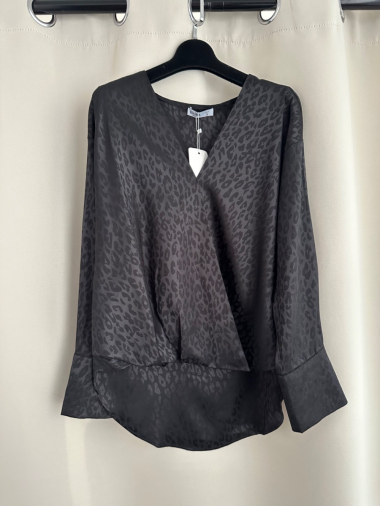 Wholesaler Unika Paris - Leopard-print satin wrap blouse