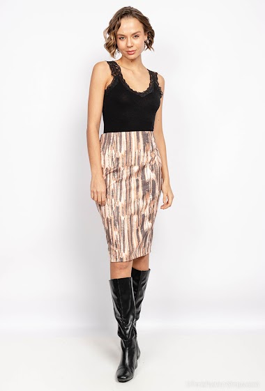 Wholesaler Unika Paris - Abstract print suede skirt