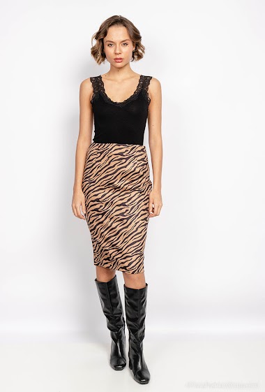 Wholesaler Unika Paris - Animal print suede skirt