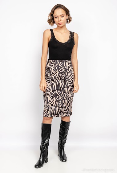 Wholesaler Unika Paris - Animal print suede skirt