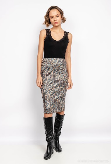 Wholesaler Unika Paris - Graphic print suede skirt