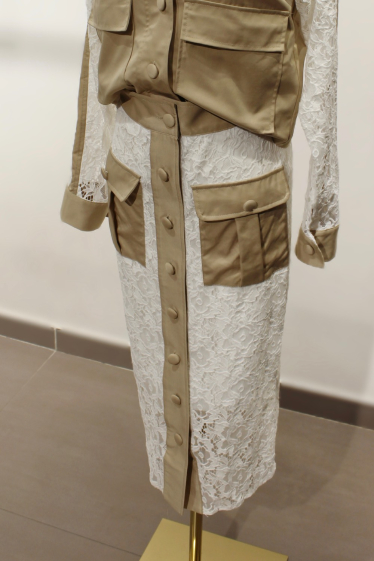 Wholesaler Unika Paris - Embroidered trench skirt with pockets