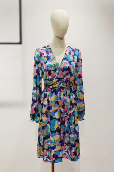 Wholesaler Unika Paris - Midi dress with wrap collar