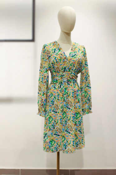 Wholesaler Unika Paris - Midi dress with wrap collar