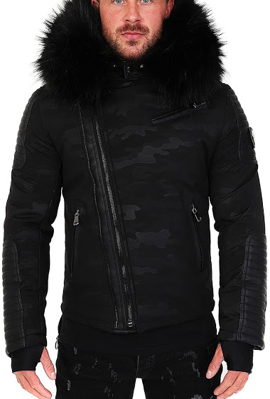 Mayorista Unitif - Jacket winter for men ALPHA-28Z with bige furr hood collar