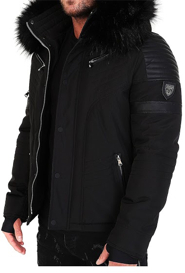 Wholesaler Unitif - Jacket winter for men ALPHA-28Z with bige furr hood collar