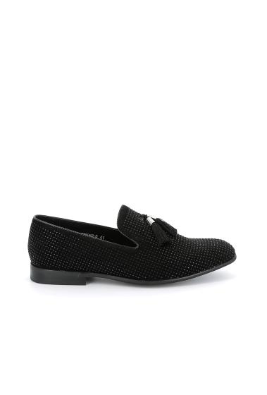 Wholesaler UOMO design - Men's slip-on in black stas with pompom accessory