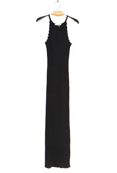 Wholesaler Van Der Rock - Long plain sleeveless dress with straps and ruffles