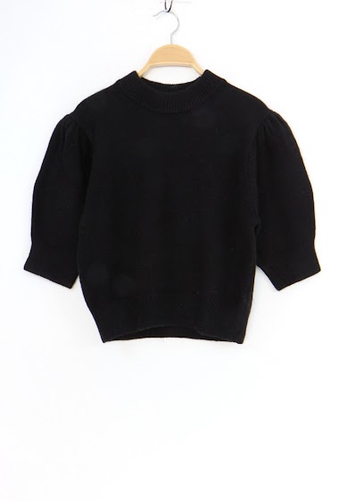 Wholesaler Van Der Rock - Stand-up collar sweater with short pleated shoulder sleeves