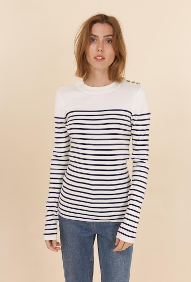Wholesaler Van Der Rock - Sailor sweater with buttoned shoulders