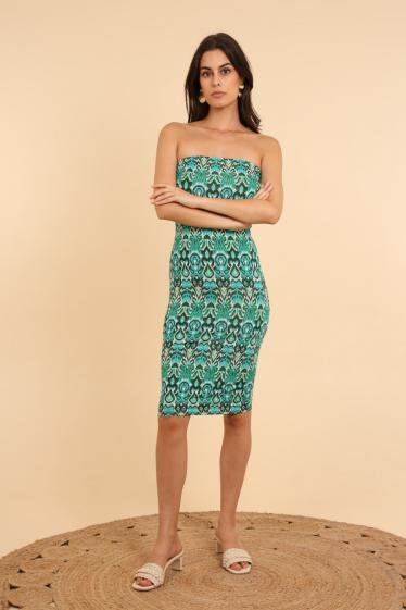 Wholesaler Van Der Rock - Short bustier dress in printed fabric
