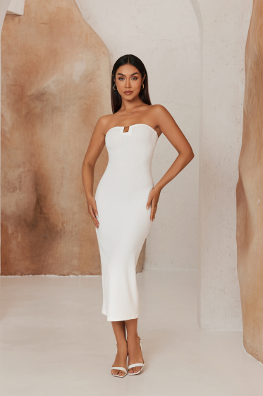 Wholesaler Van Der Rock - Mid-length strapless dress with jewel on the chest.