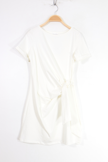 Wholesaler Van Der Rock - Short sleeve t-shirt dress with lapel and bow