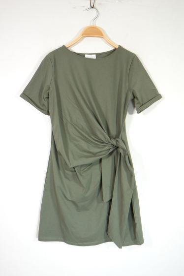 Wholesaler Van Der Rock - Short sleeve t-shirt dress with lapel and bow