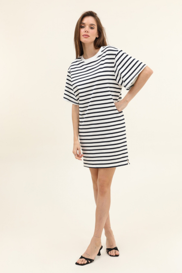Wholesaler Van Der Rock - Oversized sailor stripe T-shirt dress