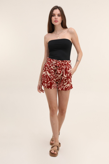 Wholesaler Van Der Rock - High-waisted printed shorts with belt