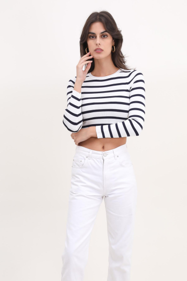 Wholesaler Van Der Rock - Long-sleeved striped knit t-shirt