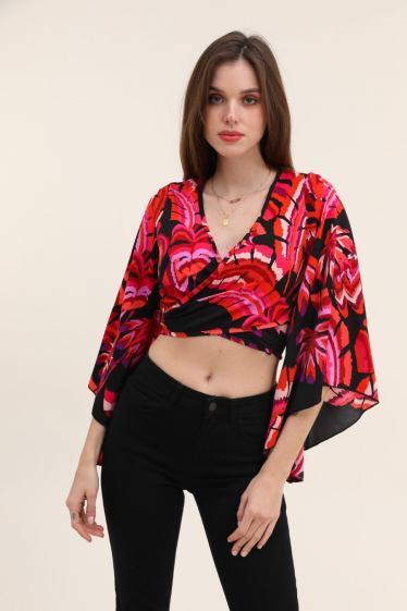 Wholesaler Van Der Rock - Top with kimono-style sleeves and crossover neckline