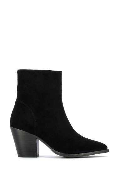 Black suedette ankle boots with heel