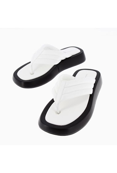 White flip-flops with chunky sole